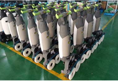 The mini floor scrubbers purchased in bulk by customers are ready for shipment