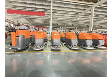 RONLON's orange hand-push floor scrubbers are about to be shipped to the United States